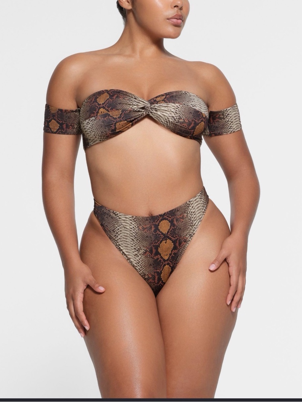 SKIMS Signature Swim off the shoulder Top — Snake Print (Top Only)